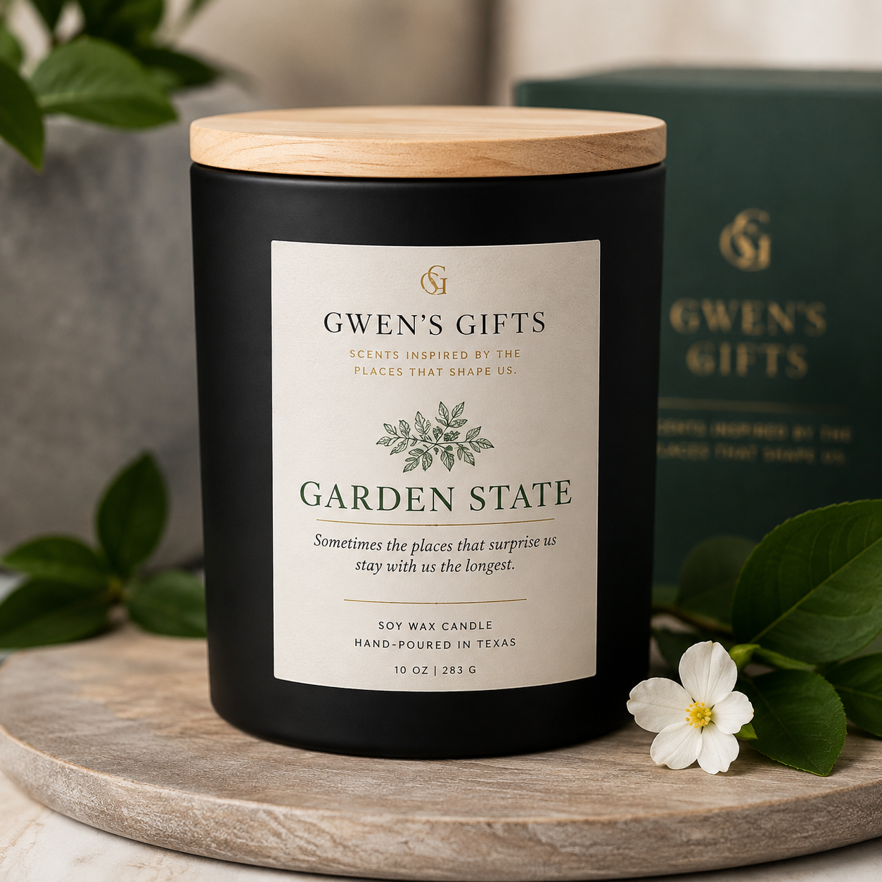 Garden State Luxury Candle | Fresh Botanical Soy Candle | Gwen’s Gifts